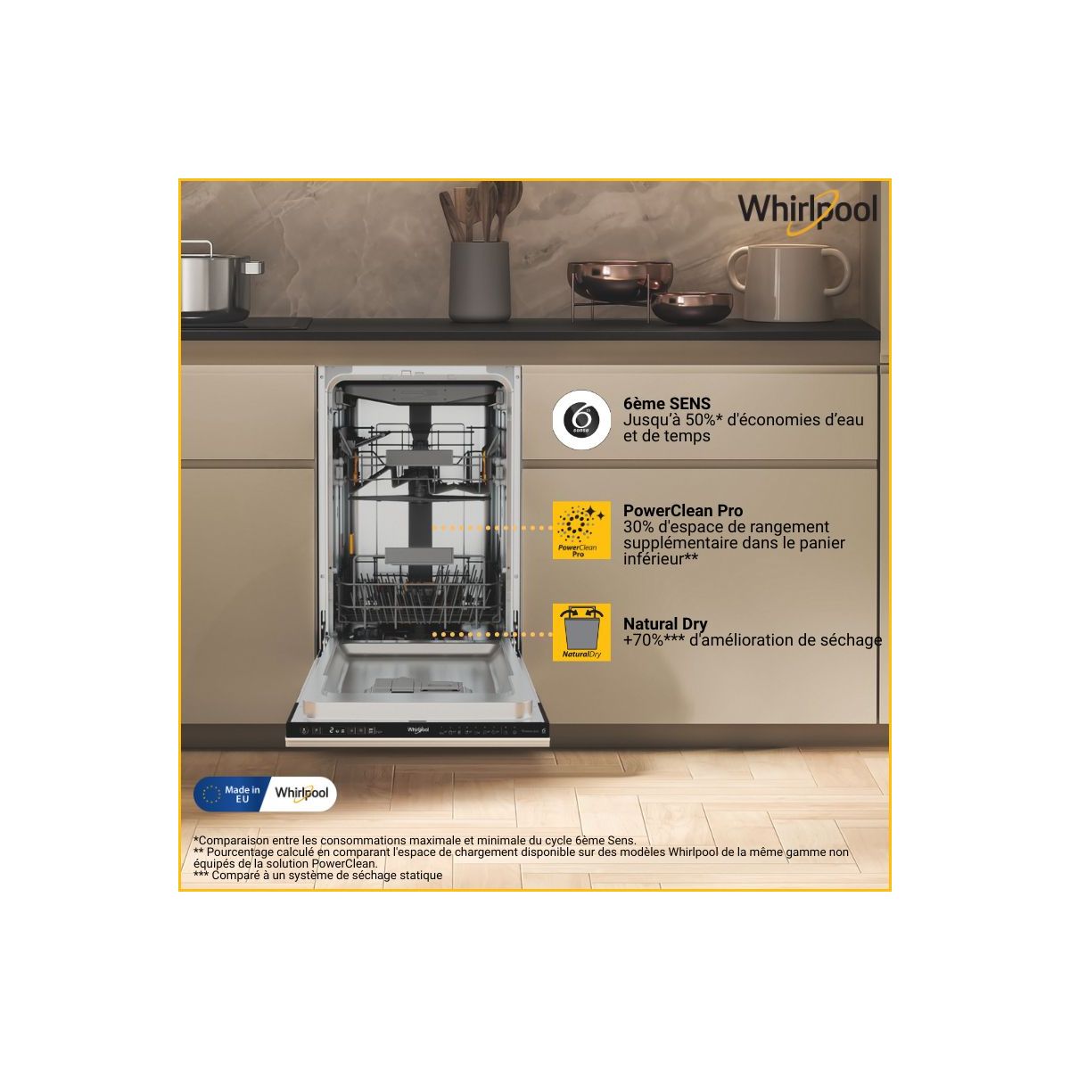 Lave vaisselle encastrable WH6IC11BS7LA0 couleur unique, WHIRLPOOL