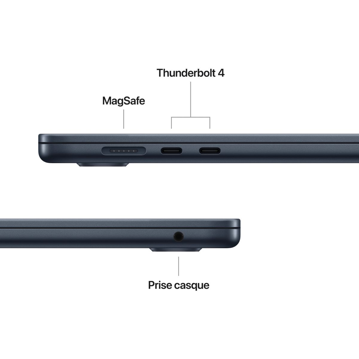 Ordinateur Apple Air 13" Puce M5 CPU 10 / GPU 10 coeurs Mémoire RAM 24Go Stockage 1To SSD Minuit couleur unique, APPLE