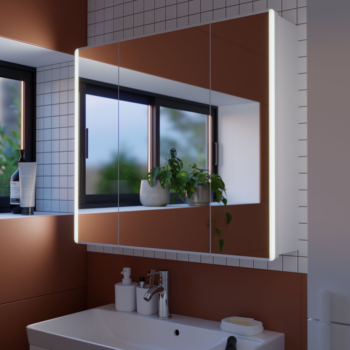Armoire de toilette lumineuse LED, EASY blanc, SENSEA