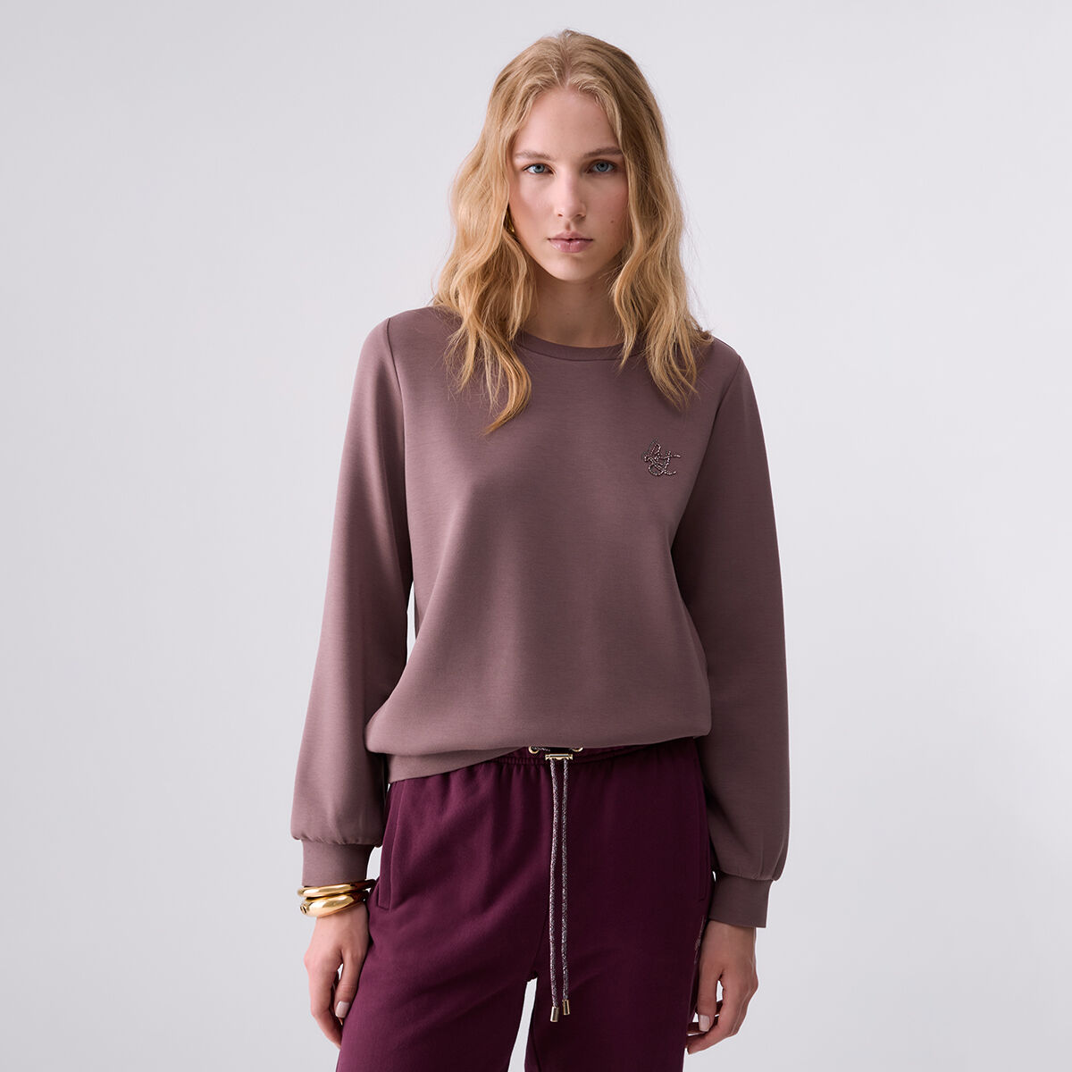 Sweat-shirt en scuba rose foncé, LIU JO