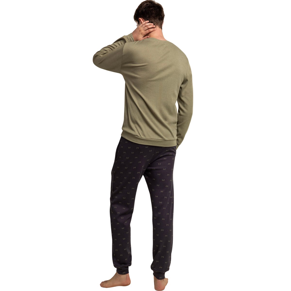 Pyjama pantalon top manches longues Camp Car kaki, ADMAS