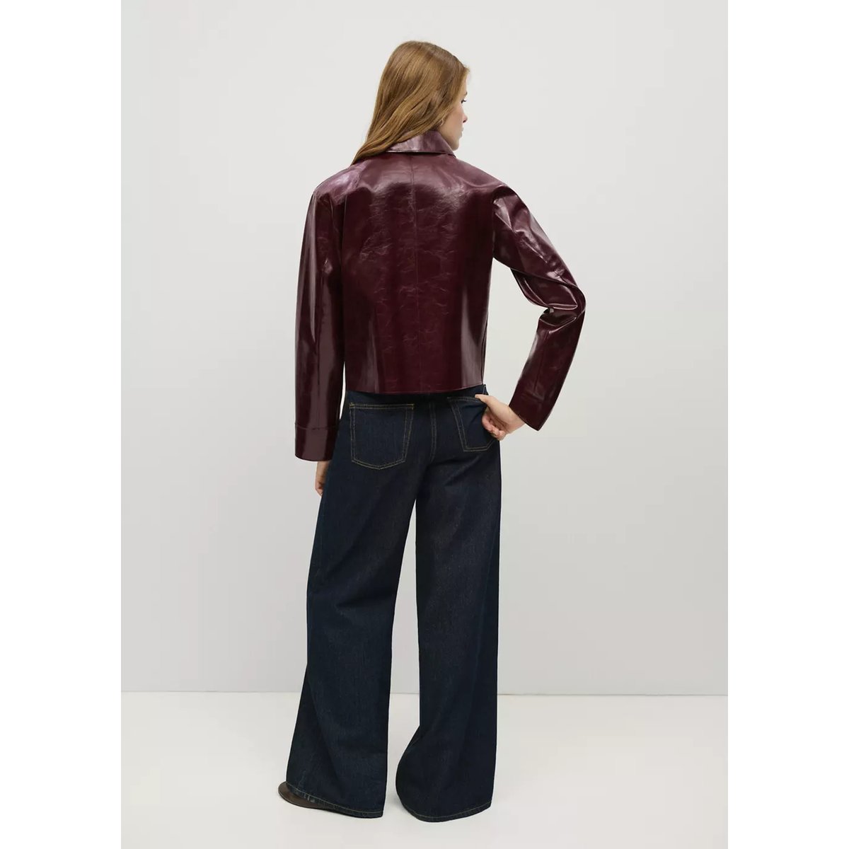 Veste cuir synthétique poches bordeaux, MANGO TEEN