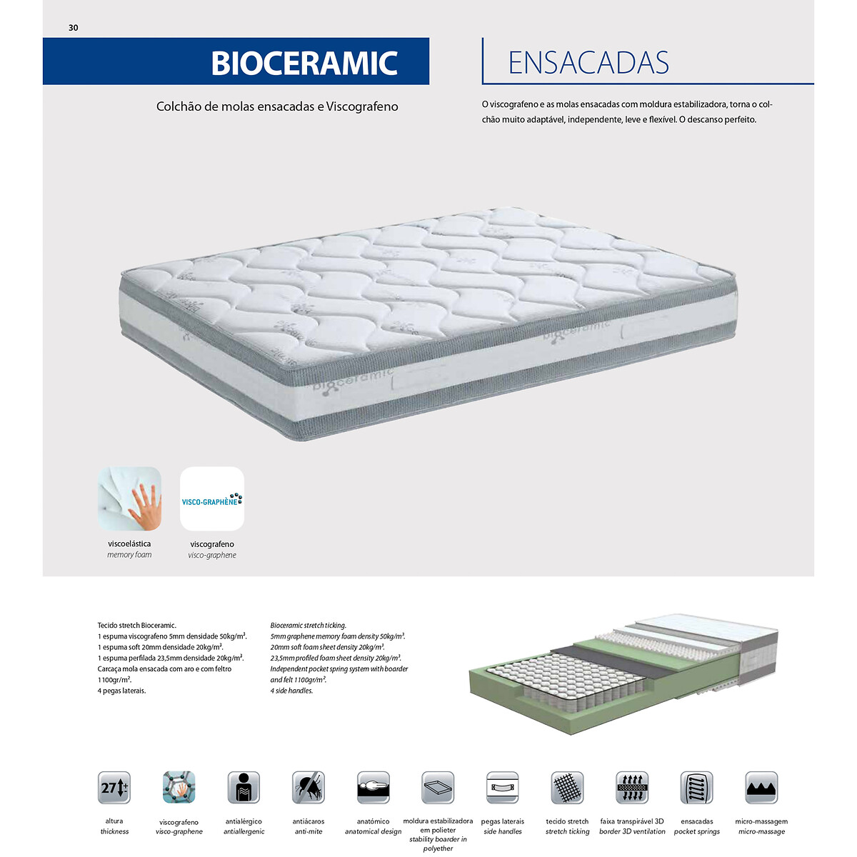 Colchão Bioceramic, LUSOCOLCHÃO branco, LUSOCOLCHAO