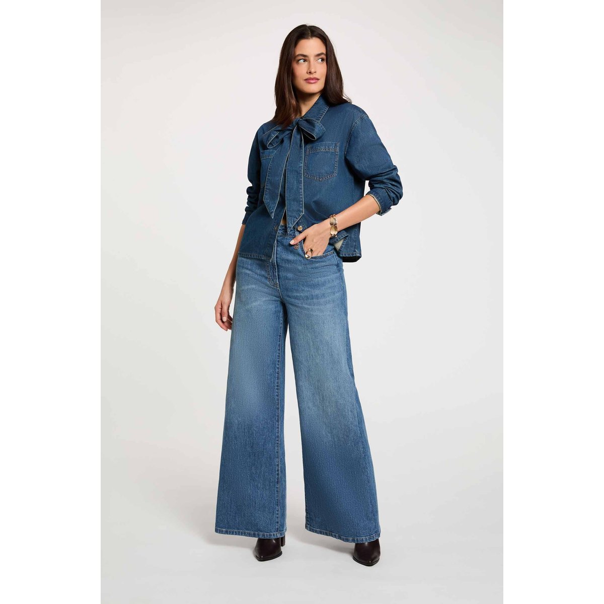 Jean large taille haute denim stone, MORGAN
