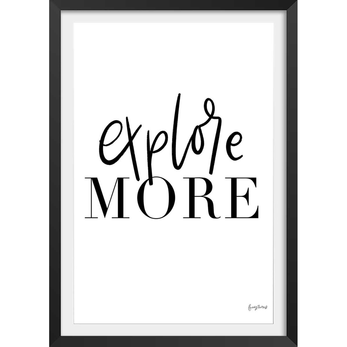 Poster explore more affiche + cadre en bois - noir, HEXOA