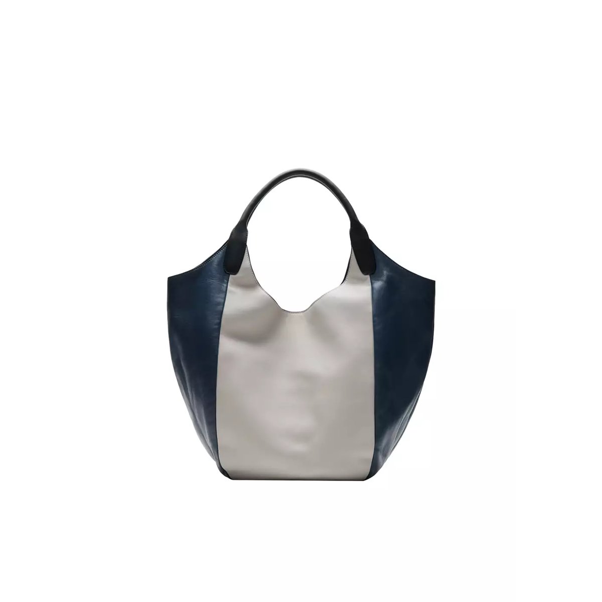 Sac en cuir porté épaule bicolore noir, MANGO