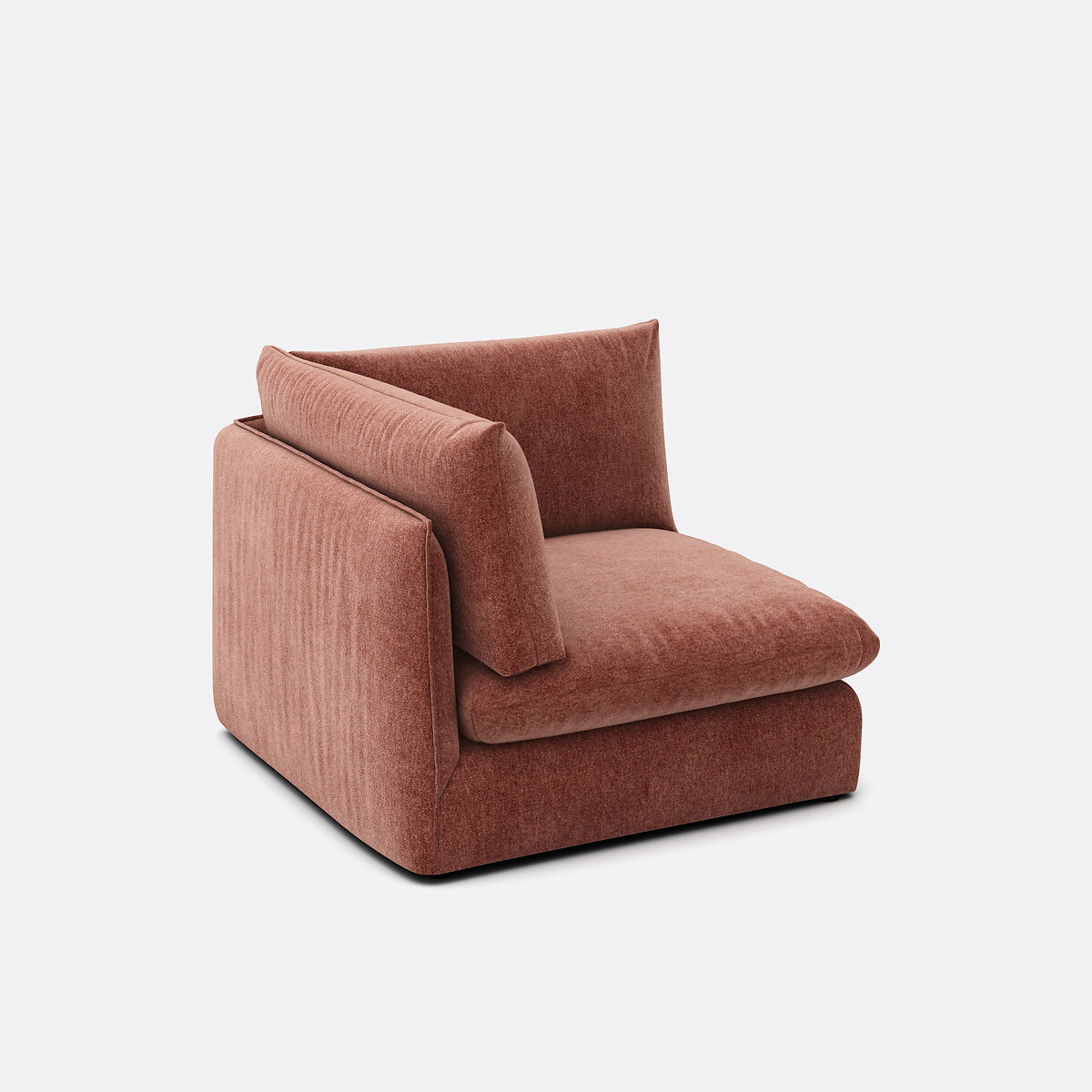 Hoekelement voor modulaire bank, in gemêleerd polyester, Malo roze steenrood, LA REDOUTE INTERIEURS