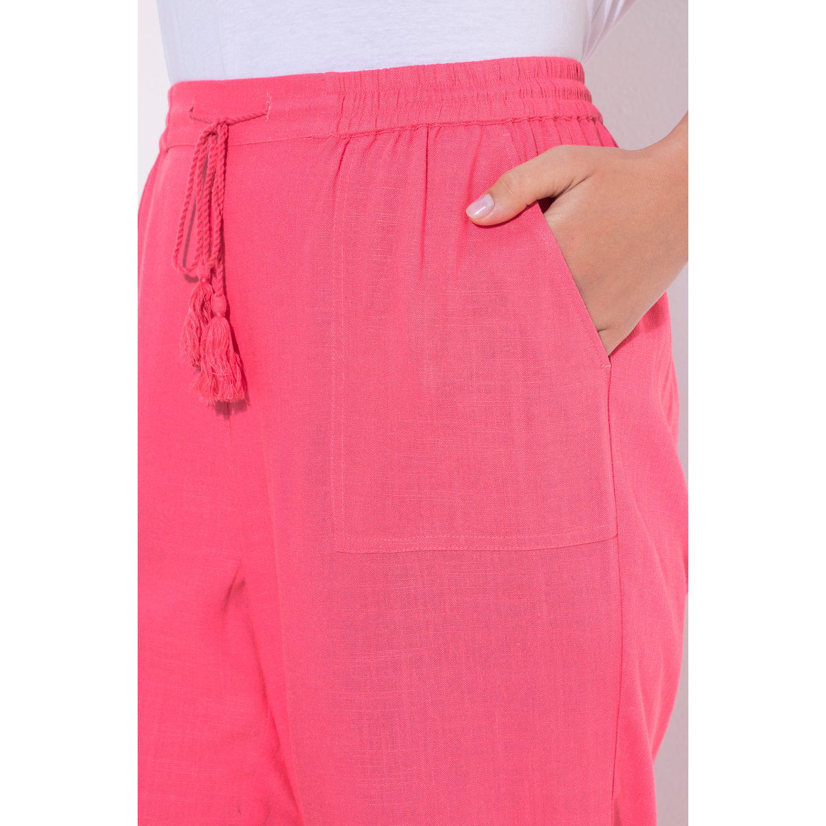 Pantalon Rose en lin mélangé fuchsia clair, ULLA POPKEN