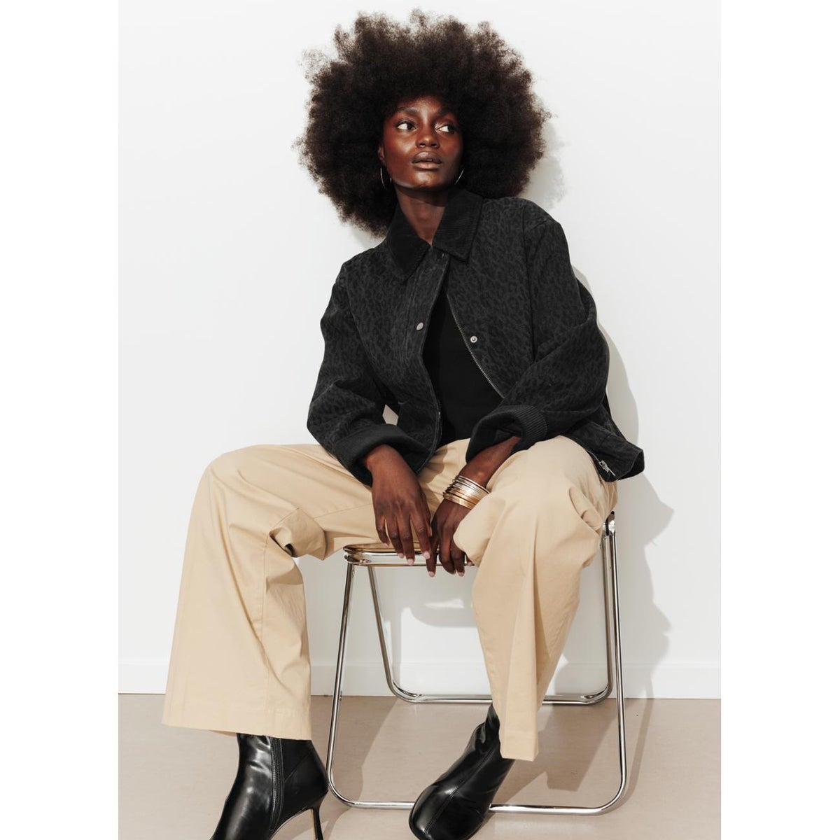 Veste courte léopard jean rinse, PROMOD