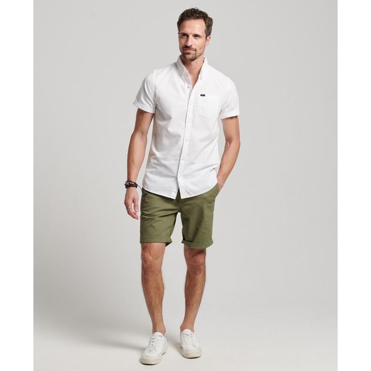Chemise Oxford à manches courtes optic, SUPERDRY