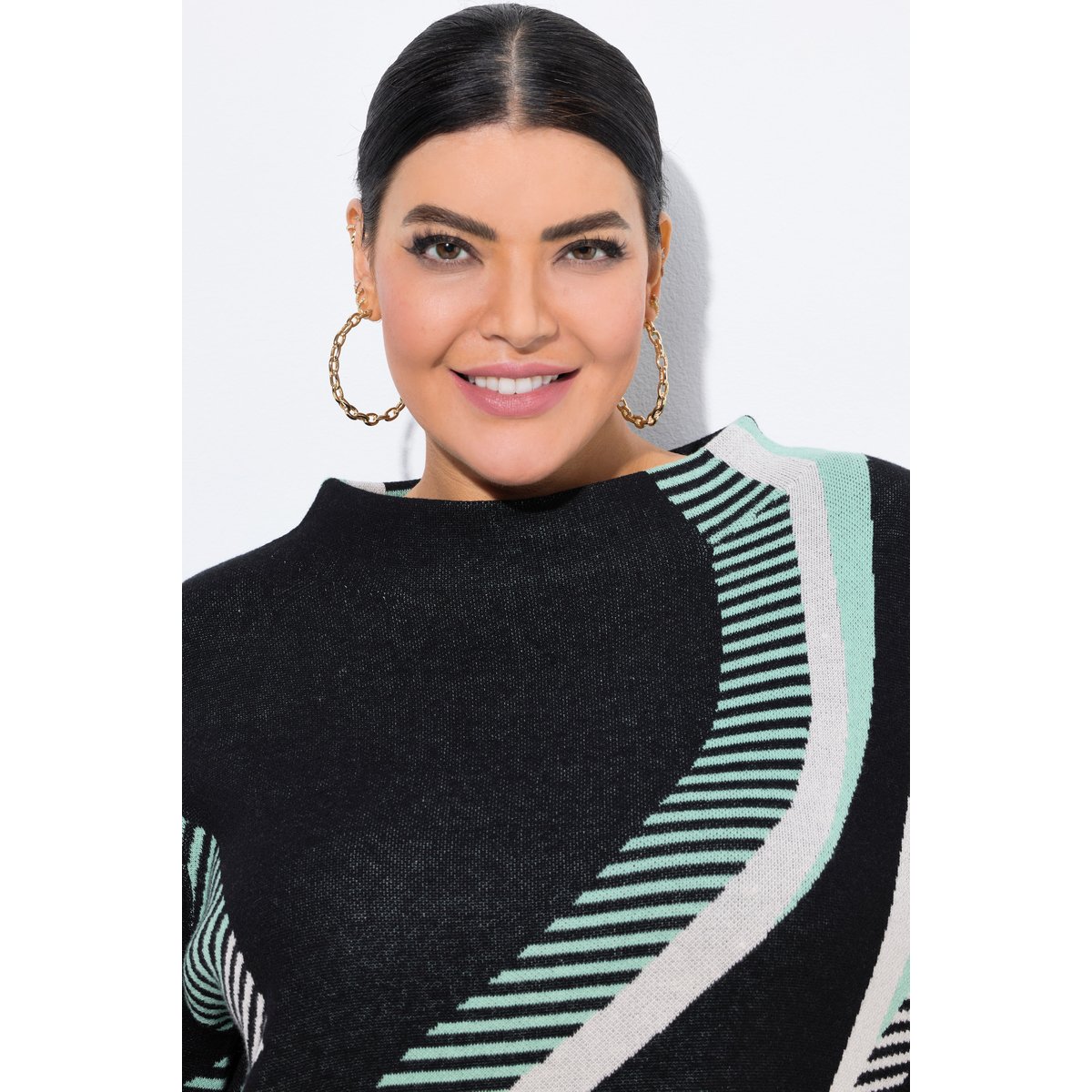 Pull maille Jacquard noir, ULLA POPKEN
