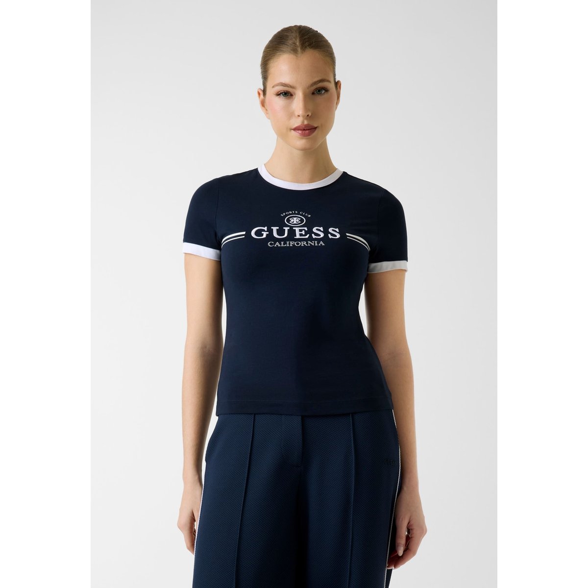 T-Shirt Avec Logo Brodé bleu foncé, GUESS