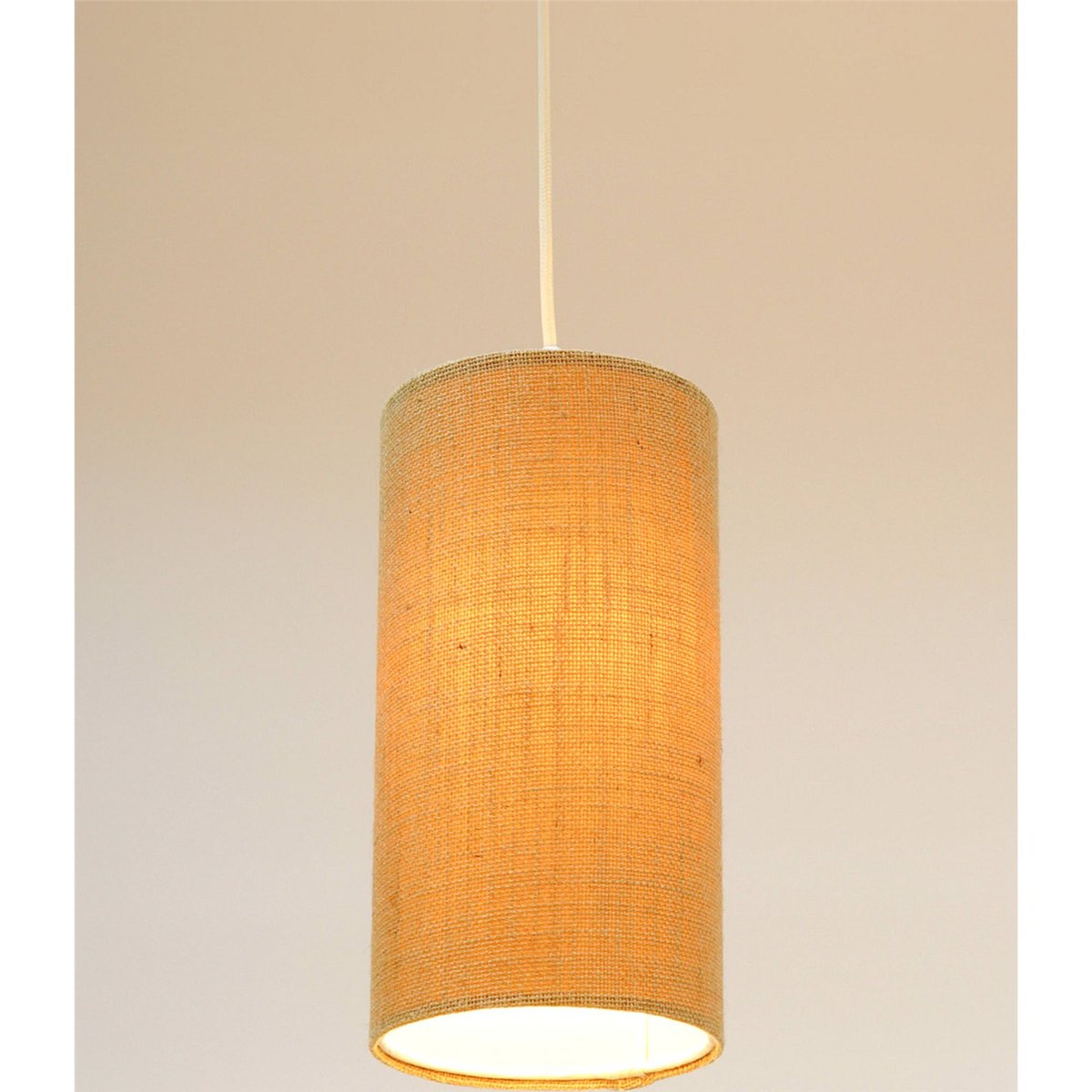 Suspension en lin rond Boho Elegant lin naturel et rotin clair, BPS KONCEPT