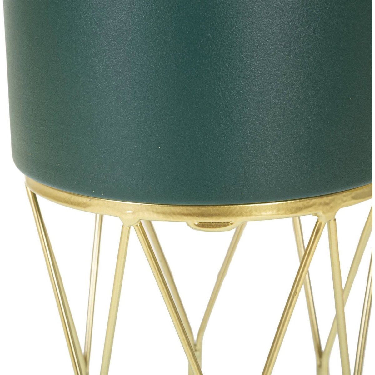 Lot de 2 cache-pots sur pied en fer GLAM vert et or, RECOLLECTION