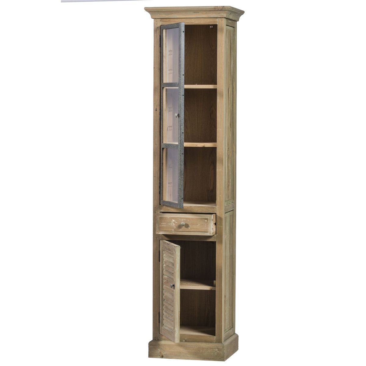 Meuble simple vasque en bois avec miroir et colonne (ensemble) - HANOÏ bois foncé, HELLIN, DEPUIS 1862