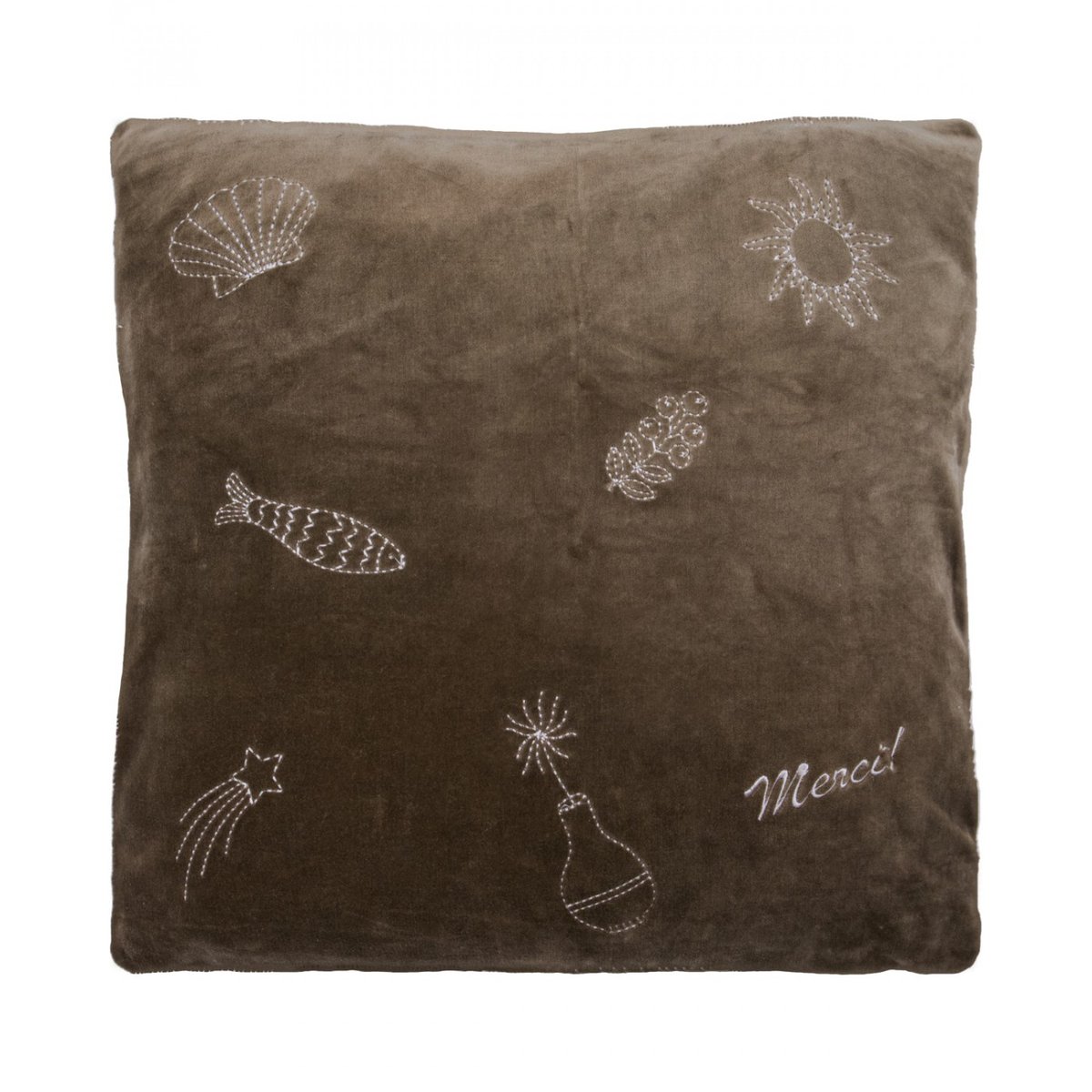 Housse de coussin brodée Play marron, HOUSE DOCTOR