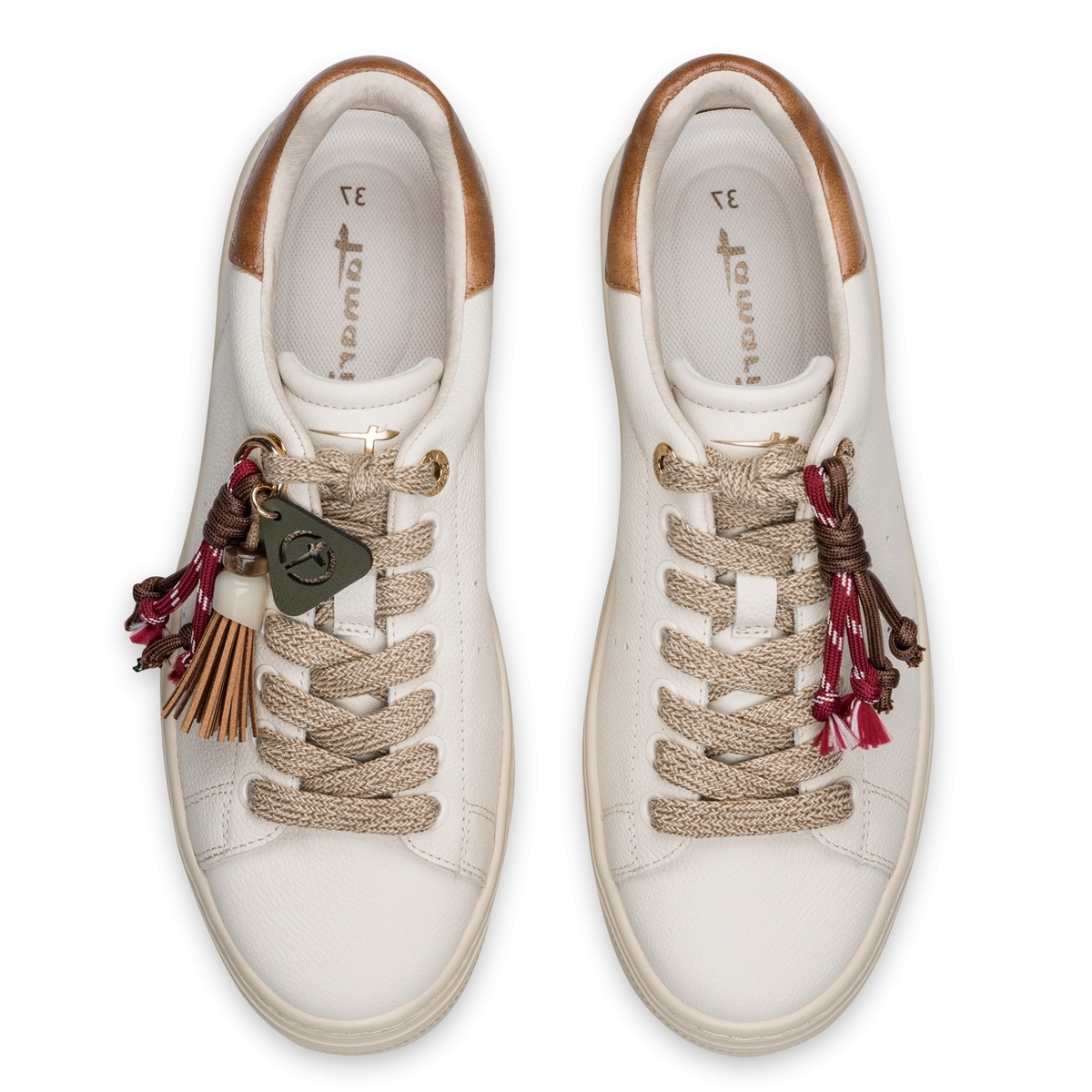 Basket à talon beige crème combiné, TAMARIS