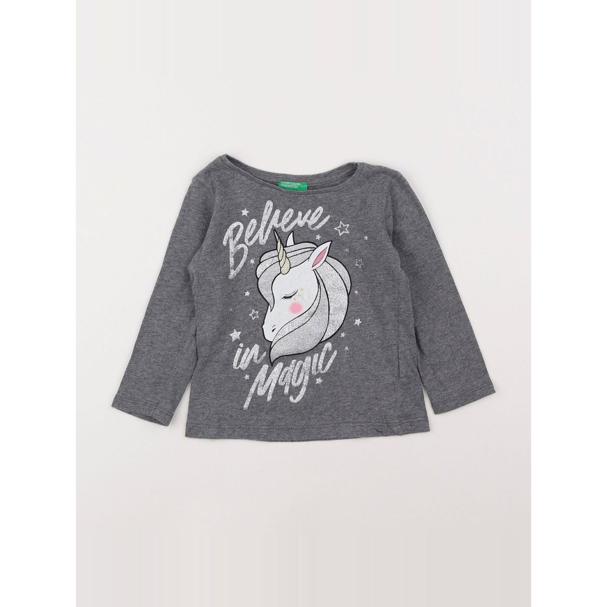 Tee-shirt - Très bon état gris, BENETTON
