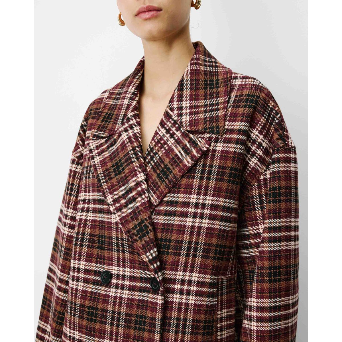 Manteau oversize croisé à carreaux cherry Ayme cherry, GRACE & MILA