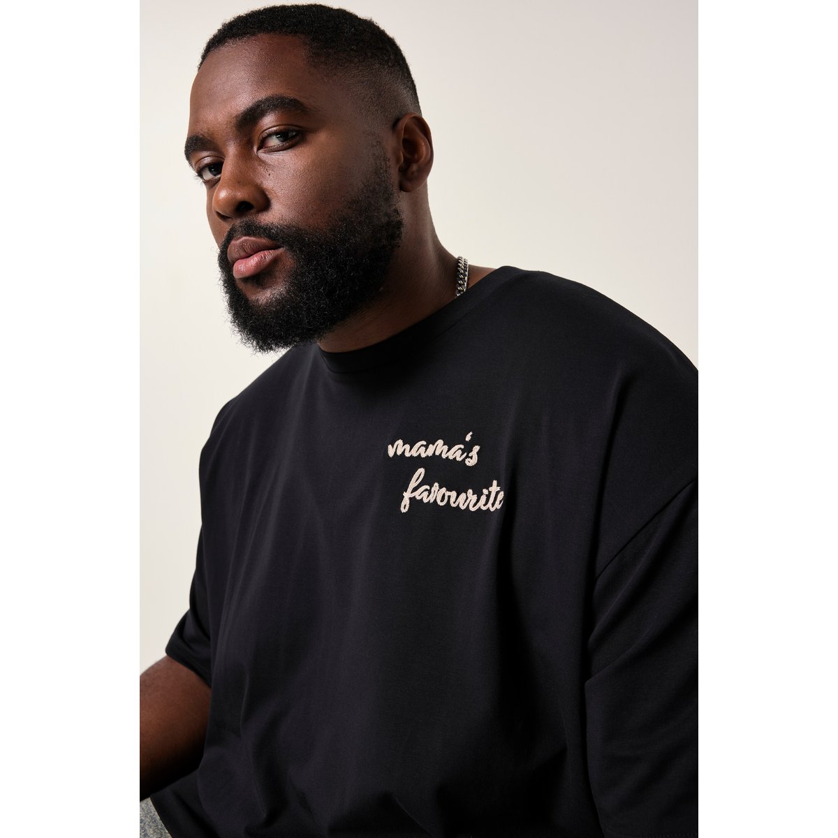 T-shirt à manches courtes, modèle oversize noir, STHUGE