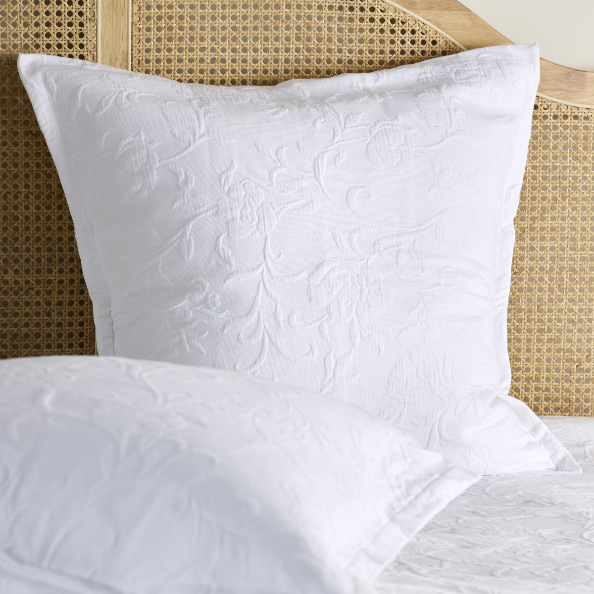 Taie d'oreiller Plume de Coton - Coton piqué jacquard blanc, TRADITION DES VOSGES
