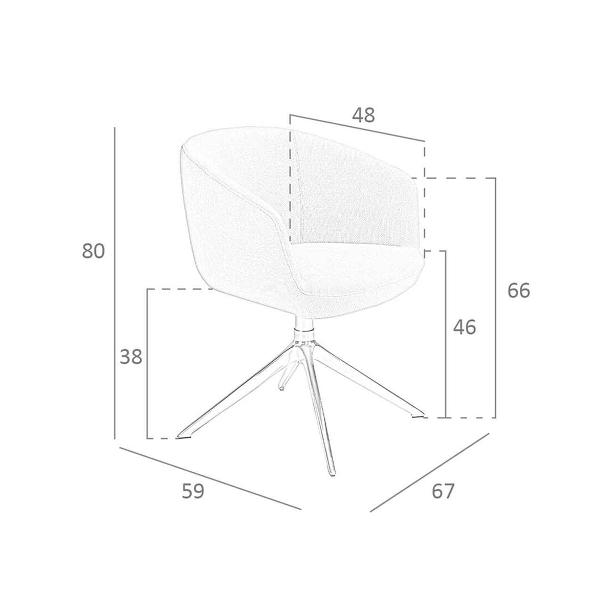 Chaise pivotante en tissu gris clair gris | acier, ANGEL CERDA