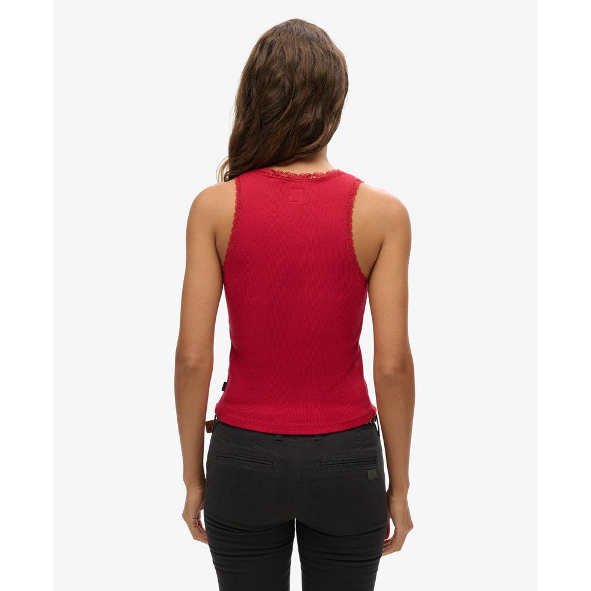 Débardeur avec liseré en dentelle Athletic Essentials rouge barndoor, SUPERDRY