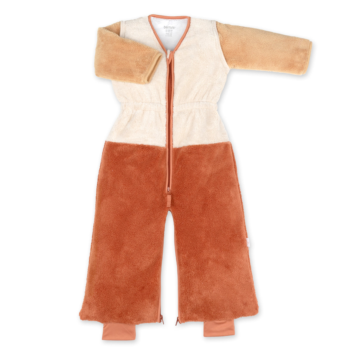 Gigoteuse jambes séparables hiver - TOG 2.5 Chaud tout doux noisette tricolore, BEMINI