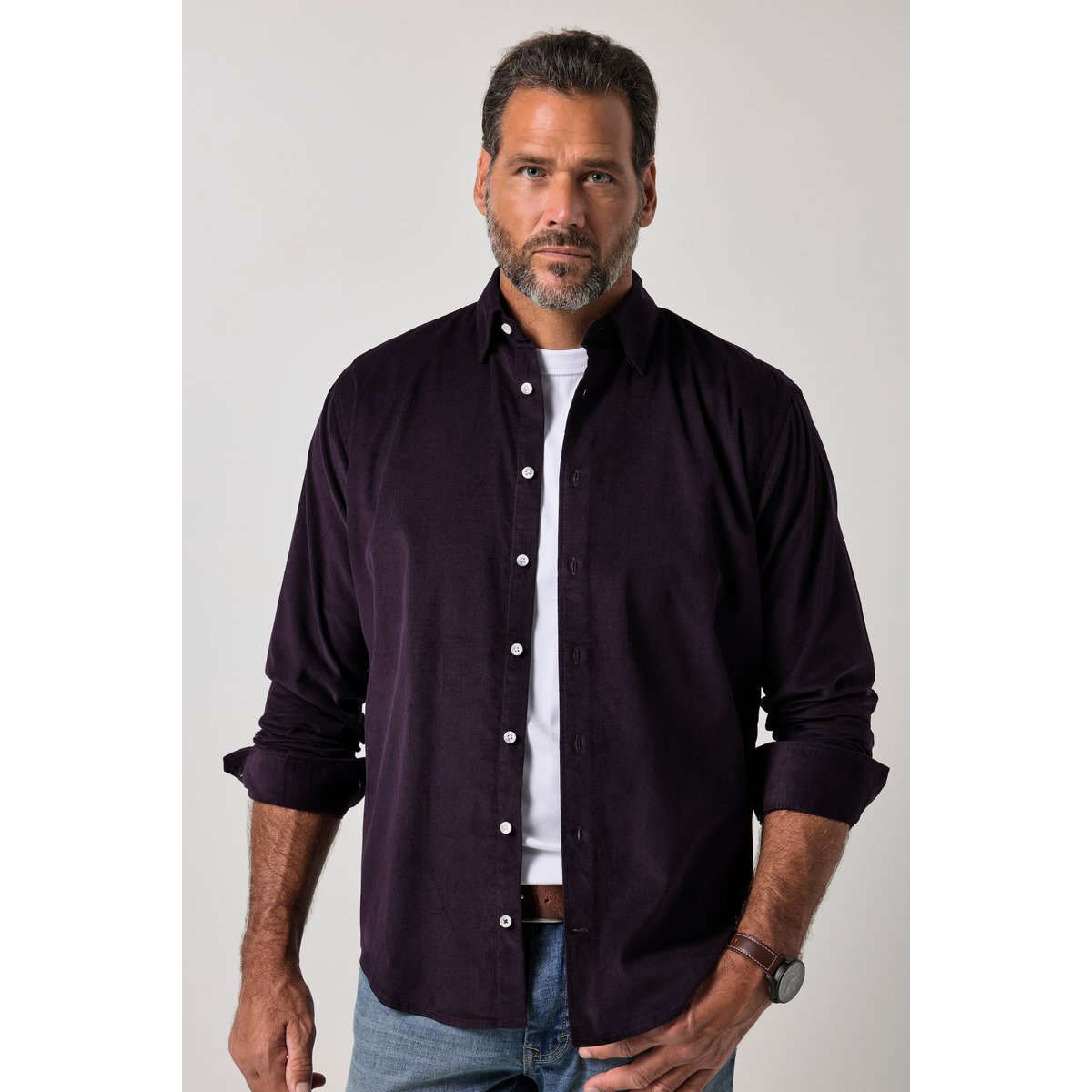 Chemise en velours côtelé violet foncé, JP1880
