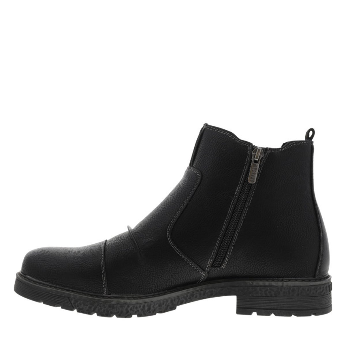 Boots noires à talon plat avec un zip et un soufflet élastiqué noires, MUSTANG
