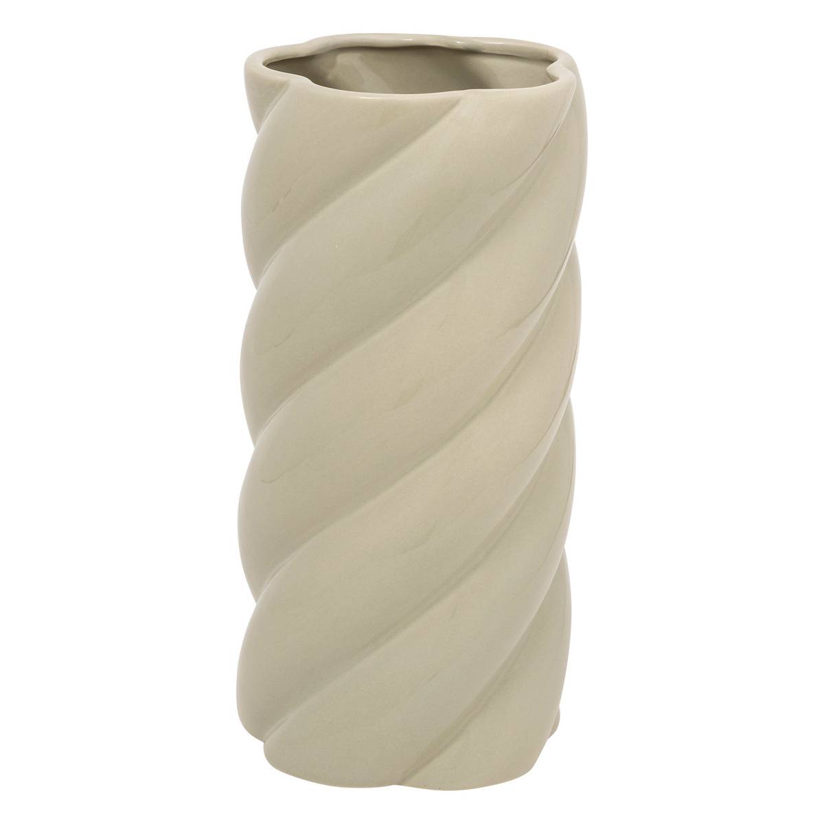 Vase torsadé en céramique émaillée COBY vert clair, ATMOSPHERA