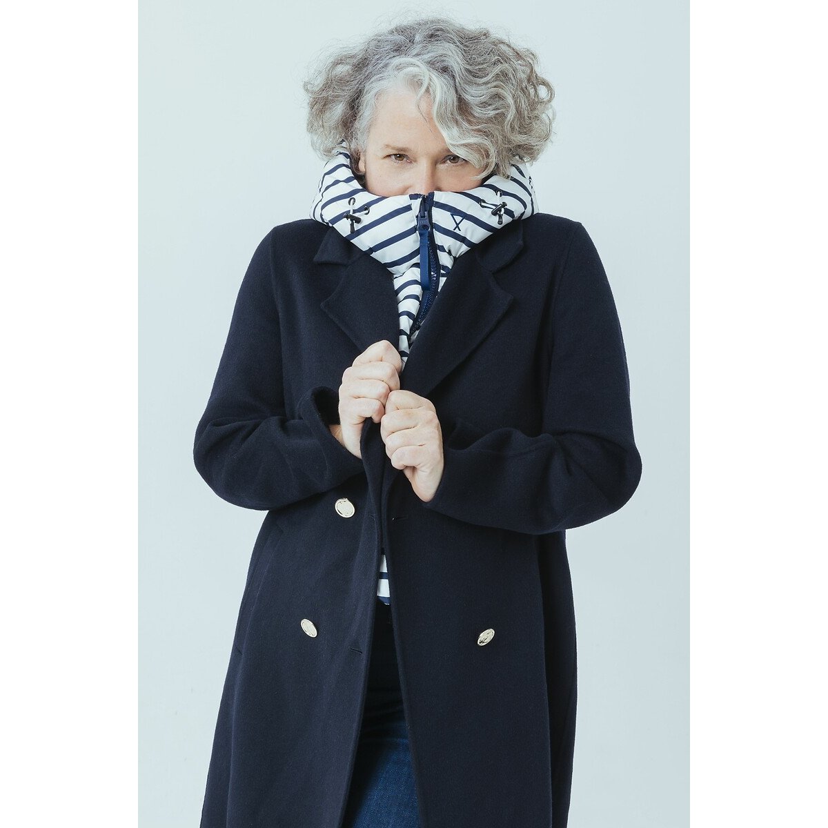Capuche doudoune réversible, unisexe rayé marinière, FUDOON