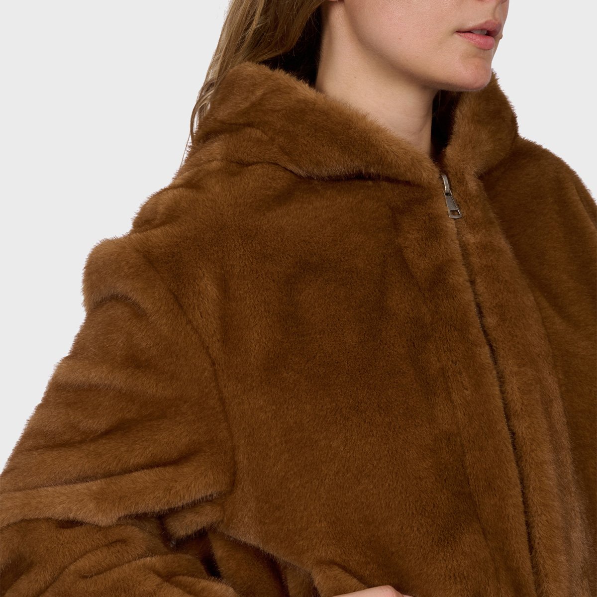 Blouson bomber zippé à capuche LISE fauve, OAKWOOD