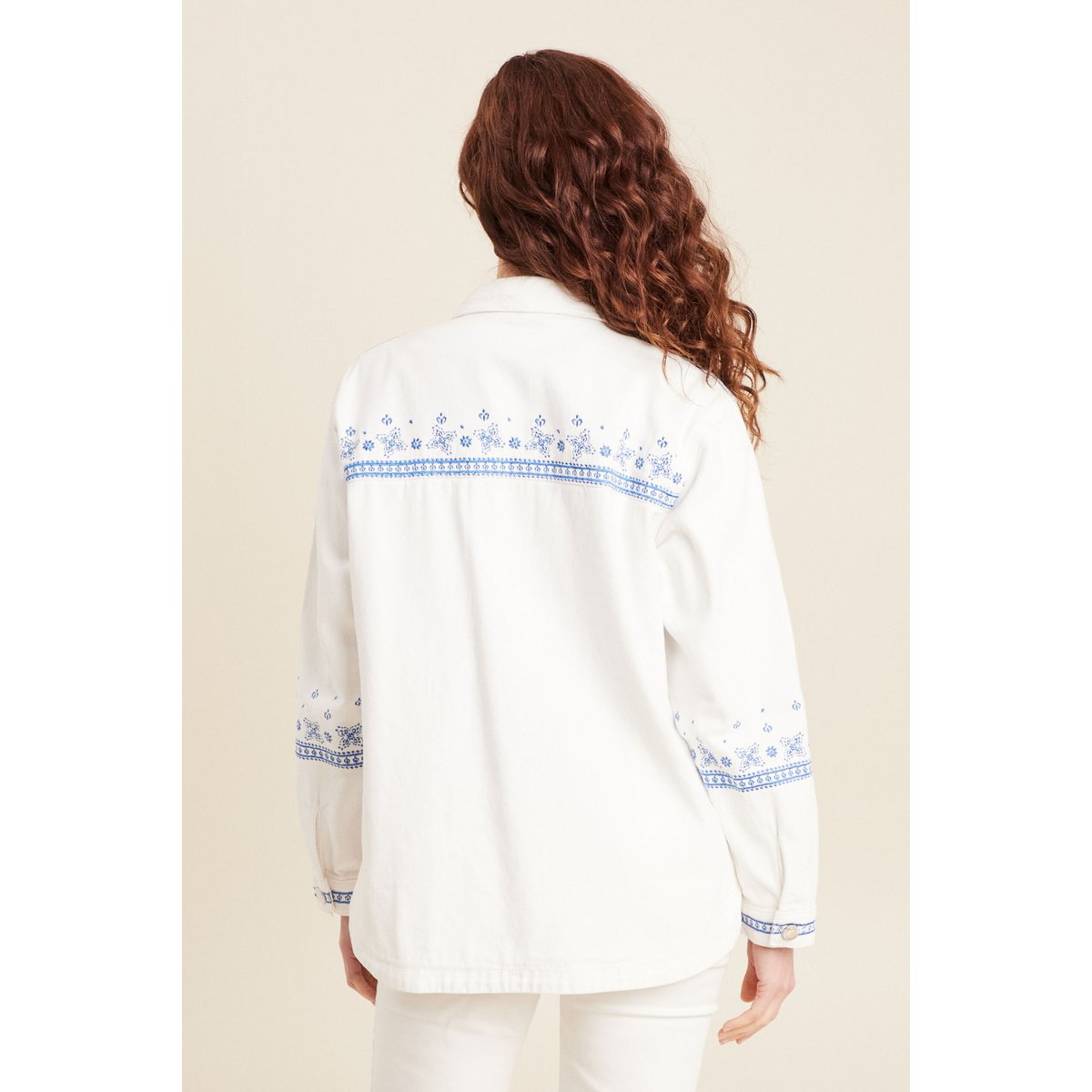 Surchemise brodée en jean blanc, BREAL