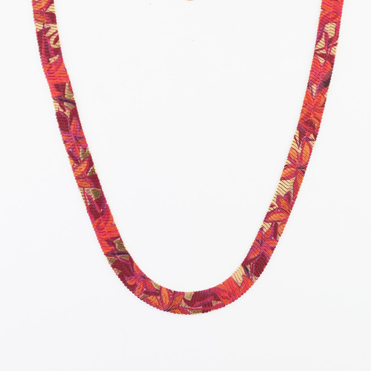 Collier chaine serpent Balagane à imprimé floral bordeaux, BALABOOSTE