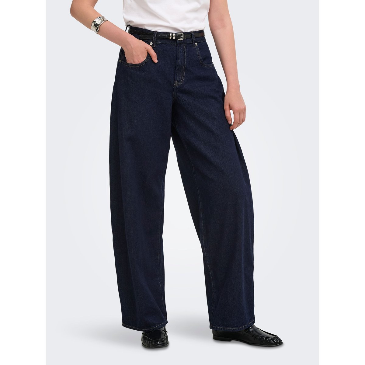 Jean À Jambe Large dark blue denim, ONLY
