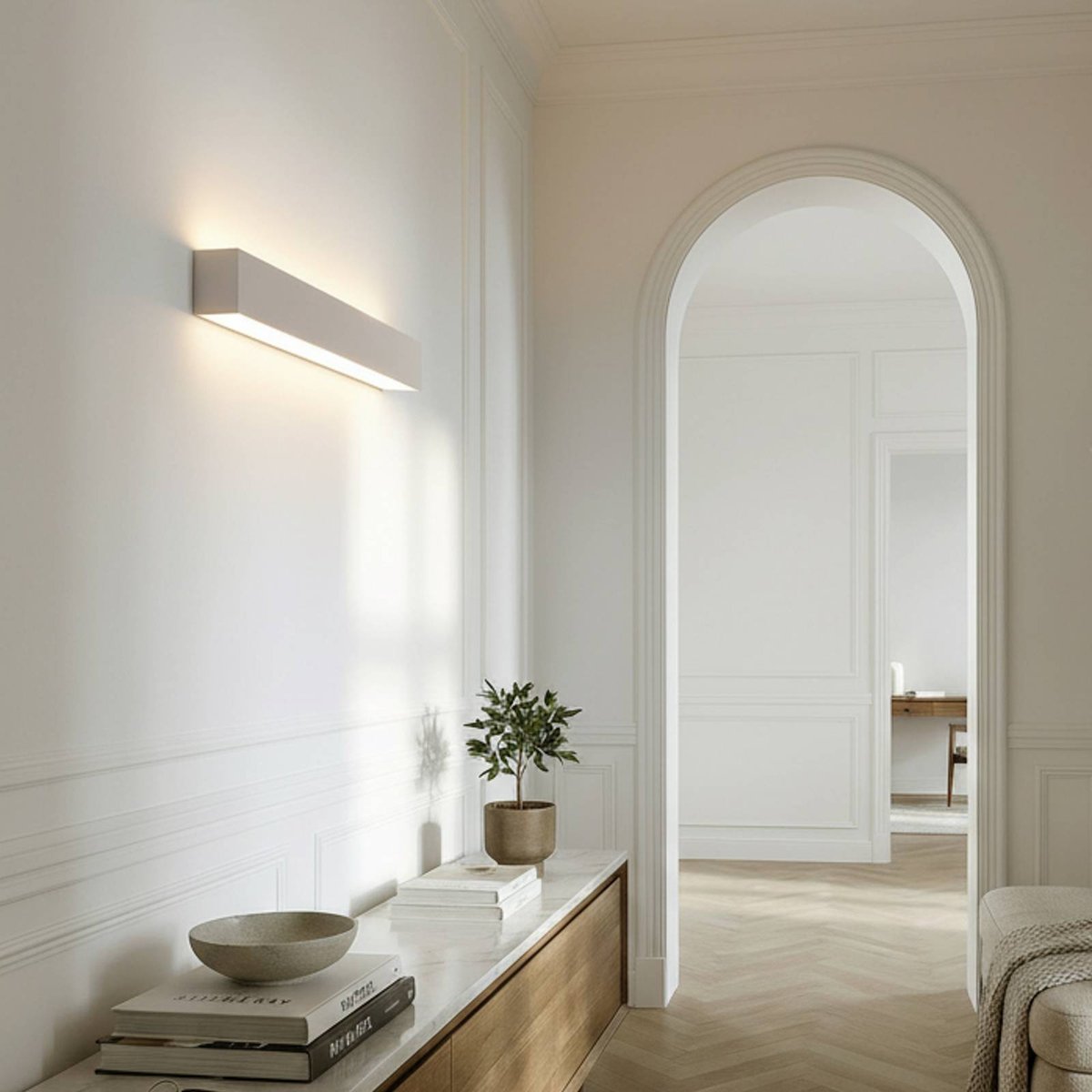 Applique en plâtre moderne, Tjada blanc, LINDBY