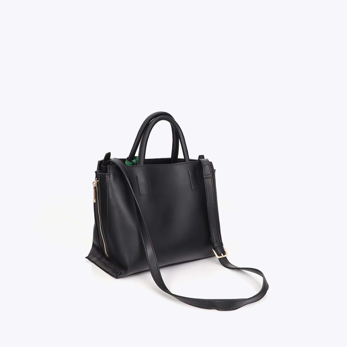 Sac à main à logo métallique avec porte cartes noir, LOLA CASADEMUNT