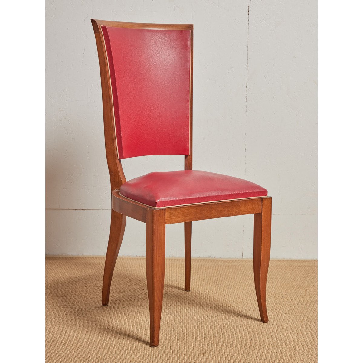 Lot de 6 chaises en skaï Alma N°1080 - Bon état rouge, DEBONGOUT