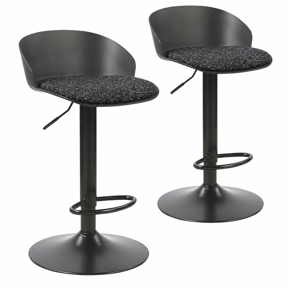 Tabouret de bar réglable, métal et tissu (lot de 2) LEEDS noir, PIER IMPORT