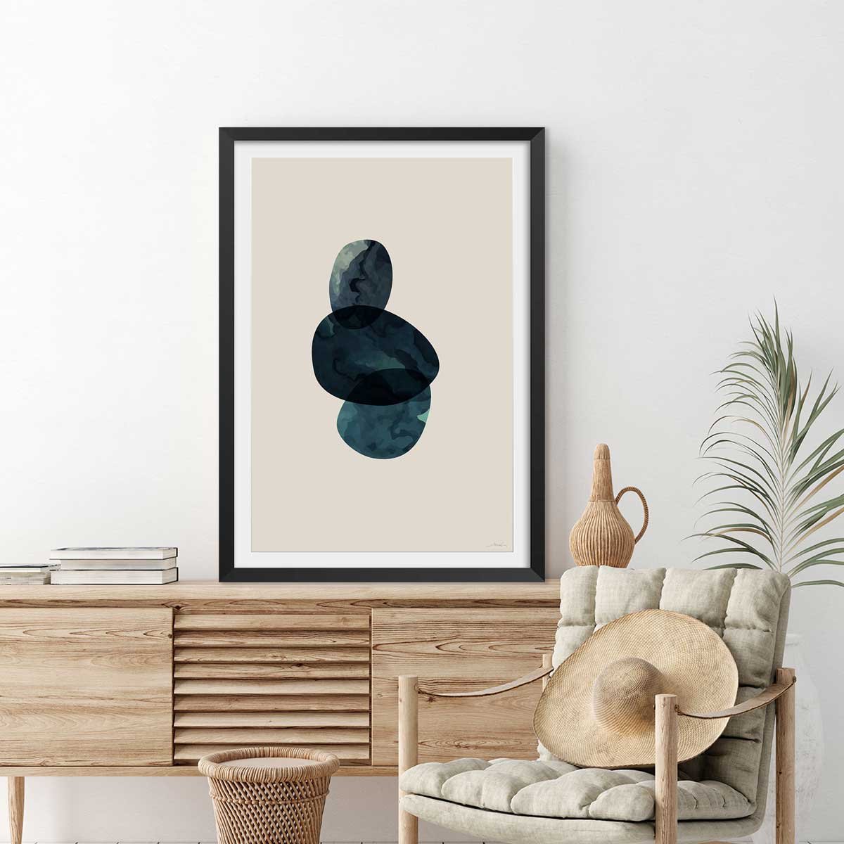 Affiche minimal things affiche + cadre en bois - noir, HEXOA