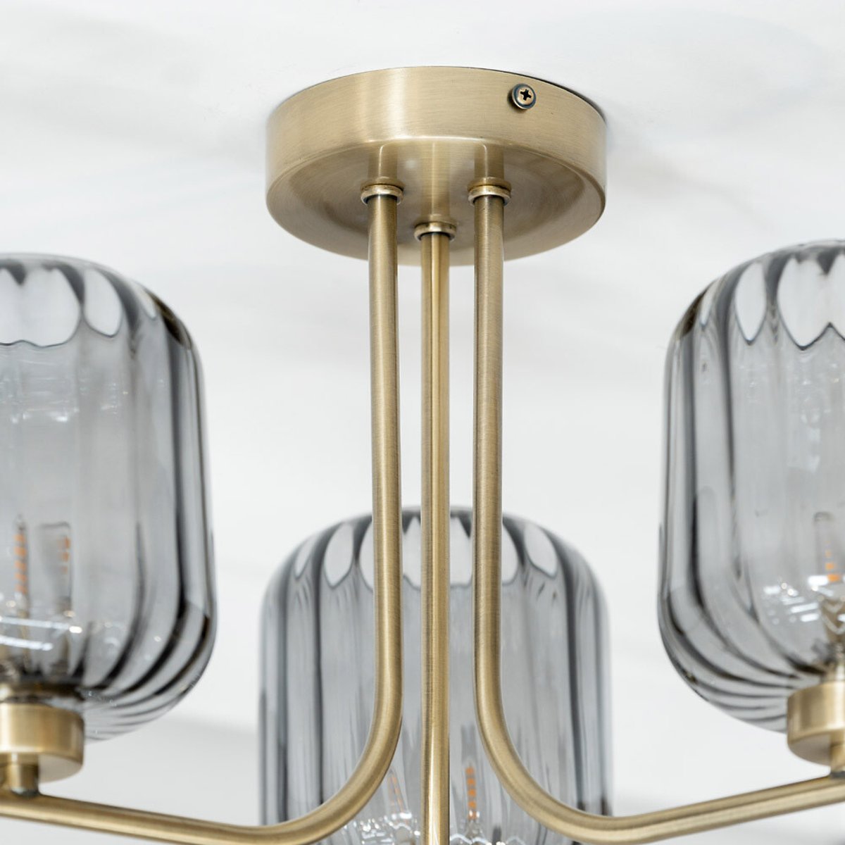 Aurelia 3-Light Ribbed Glass Ceiling Light gold-coloured, SO'HOME