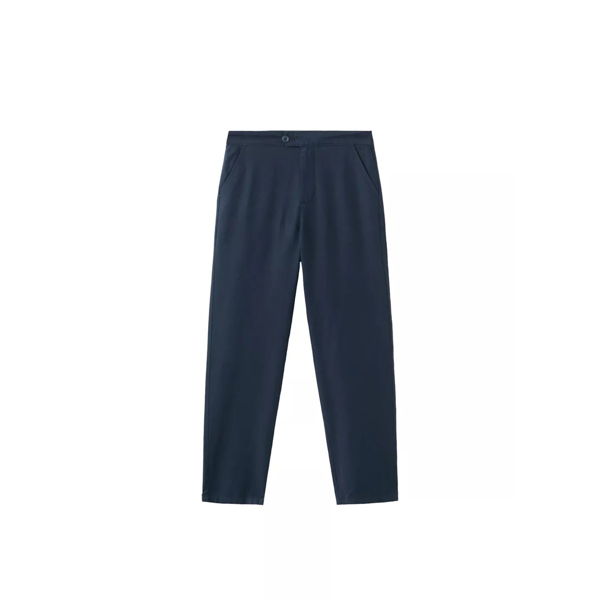 Pantalon lin coton bouton bleu marine, MANGO TEEN