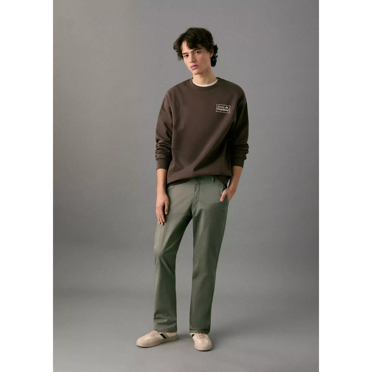 Pantalon chino uni kaki, MANGO TEEN