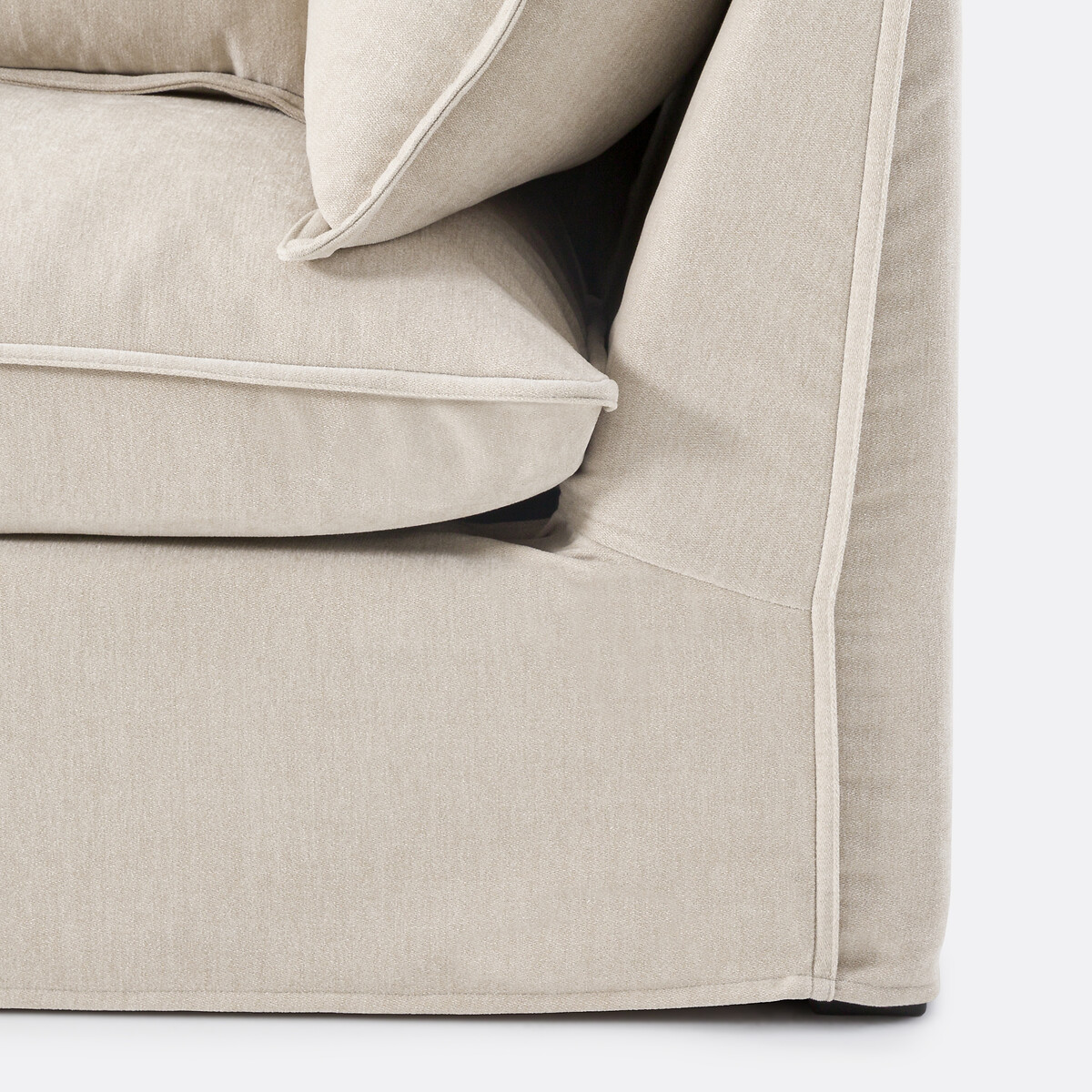 Méridienne gauche, déhoussable, en polyester chiné, ODNA beige, LA REDOUTE INTERIEURS