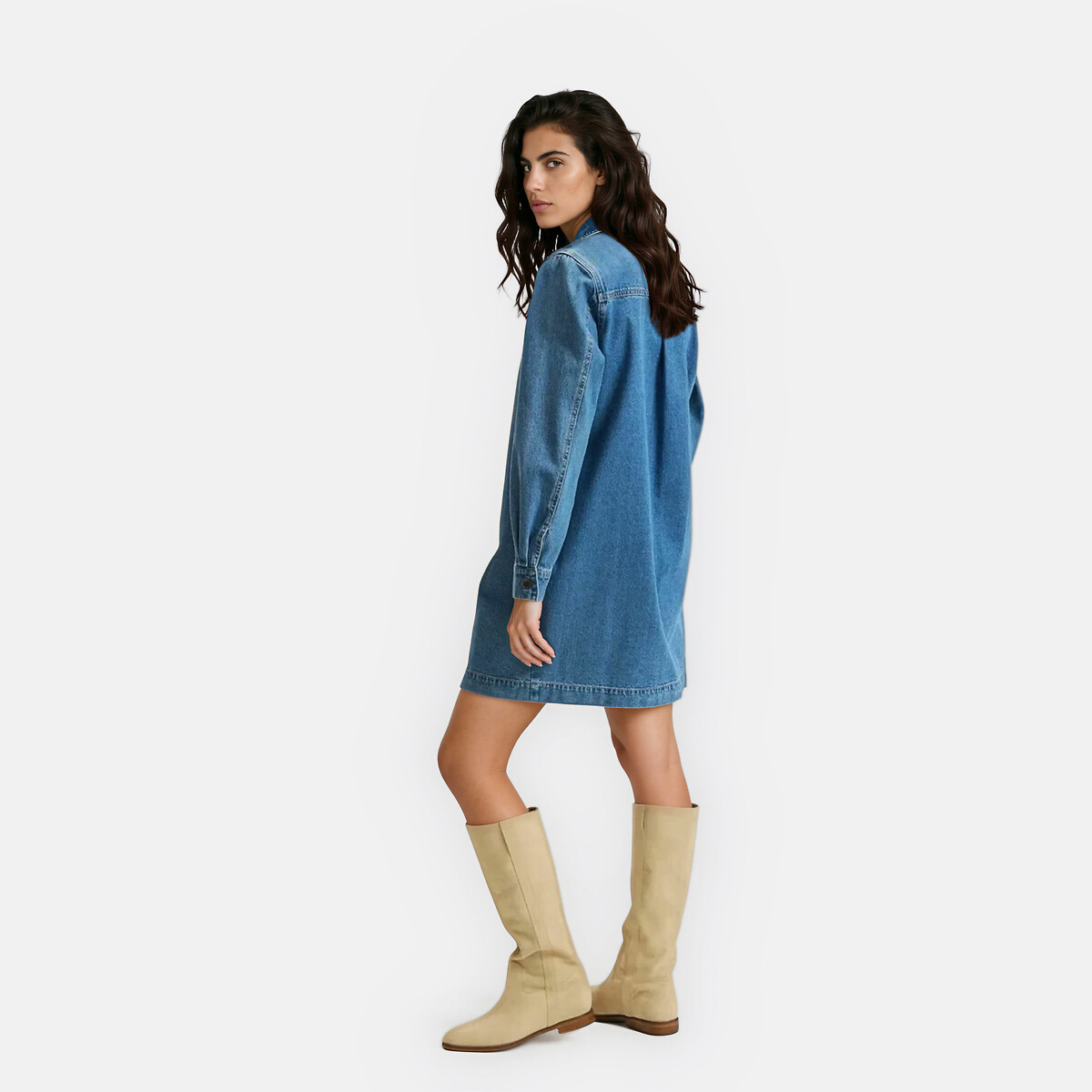 Robe courte en denim, Signature ALBANE bleu stone, LA REDOUTE COLLECTIONS