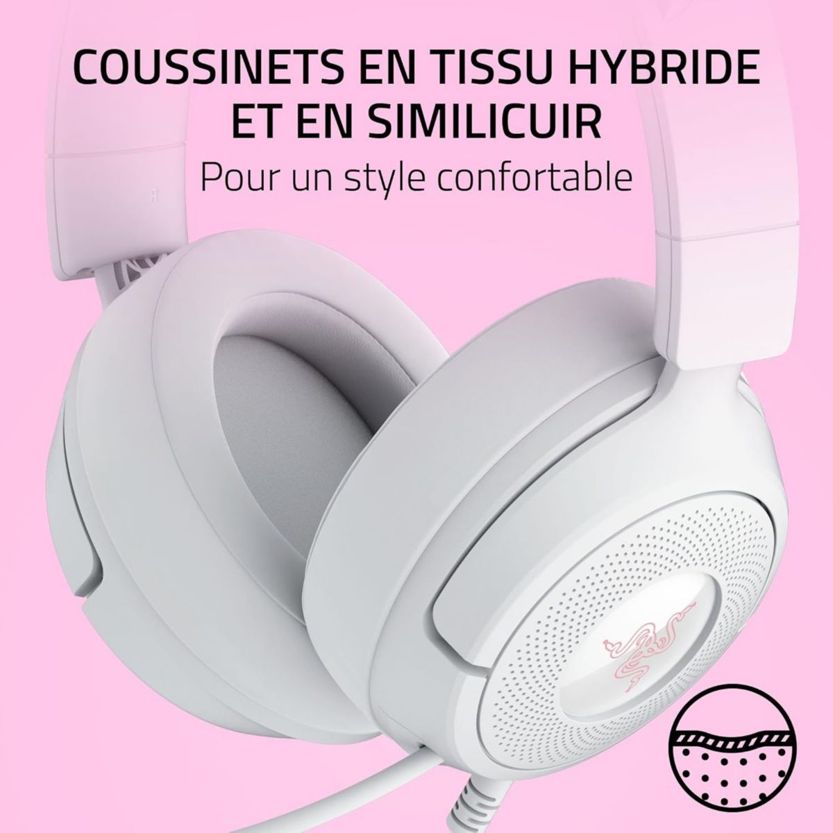 Casque gamer KRAKEN KITTY V3 X BLANC couleur unique, RAZER