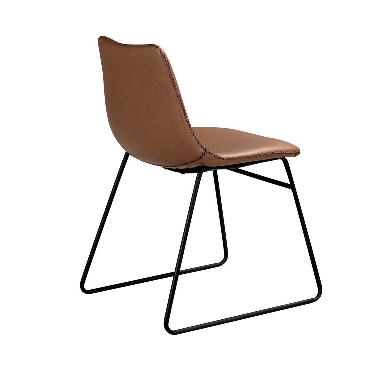Lot de 2 chaises en cuir synthétique - GASPARD marron, MAISON PAVANE