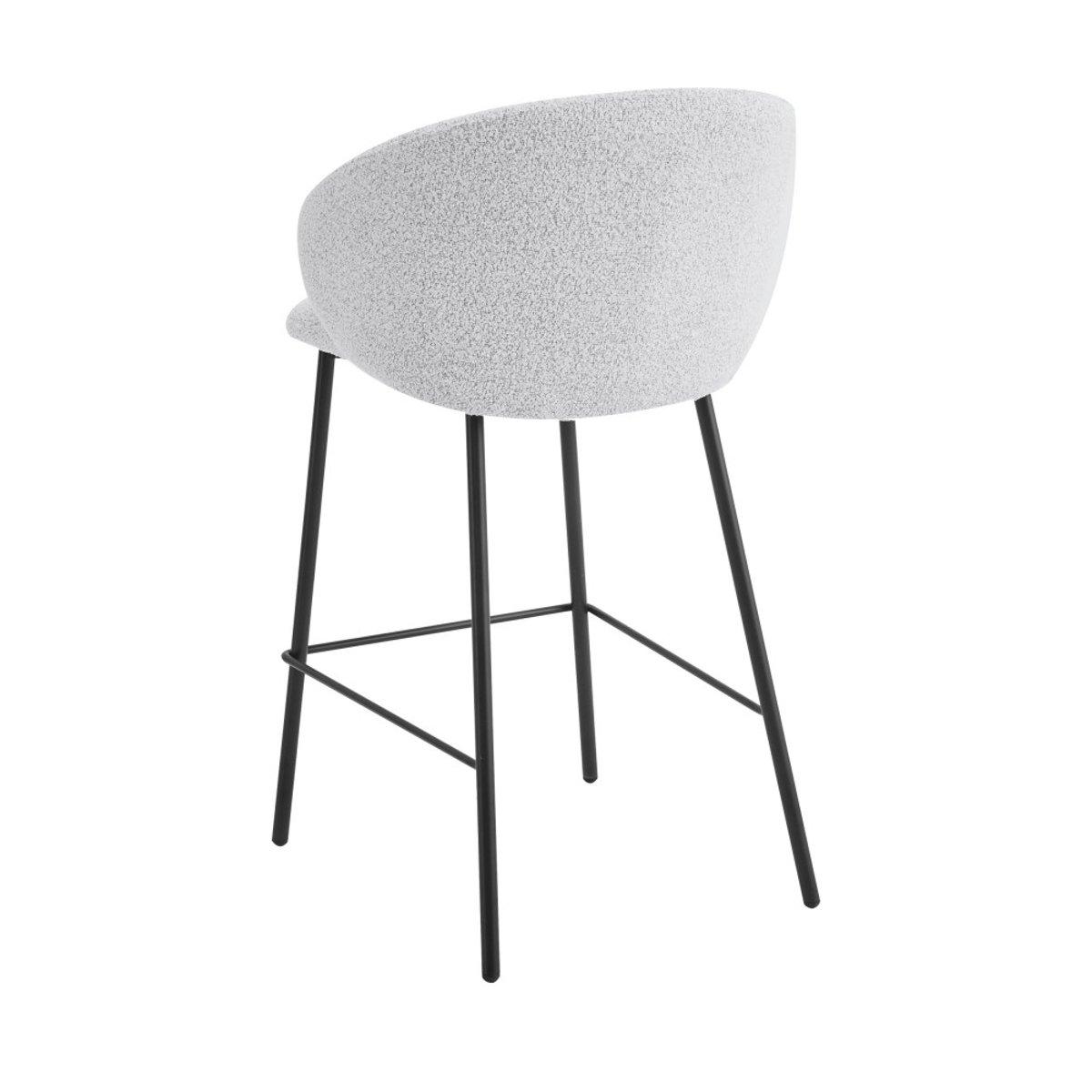 Lot de 2 chaises de bar en tissu bouclette et métal H66cm- VALOM écru chiné, DRAWER