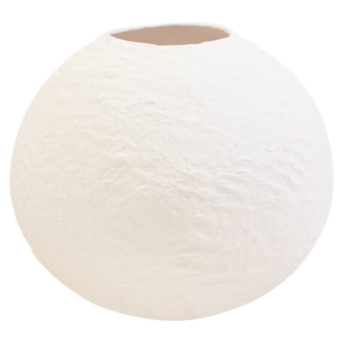 Small Cotton Mache Round Vase in White white, ÉDITÉ